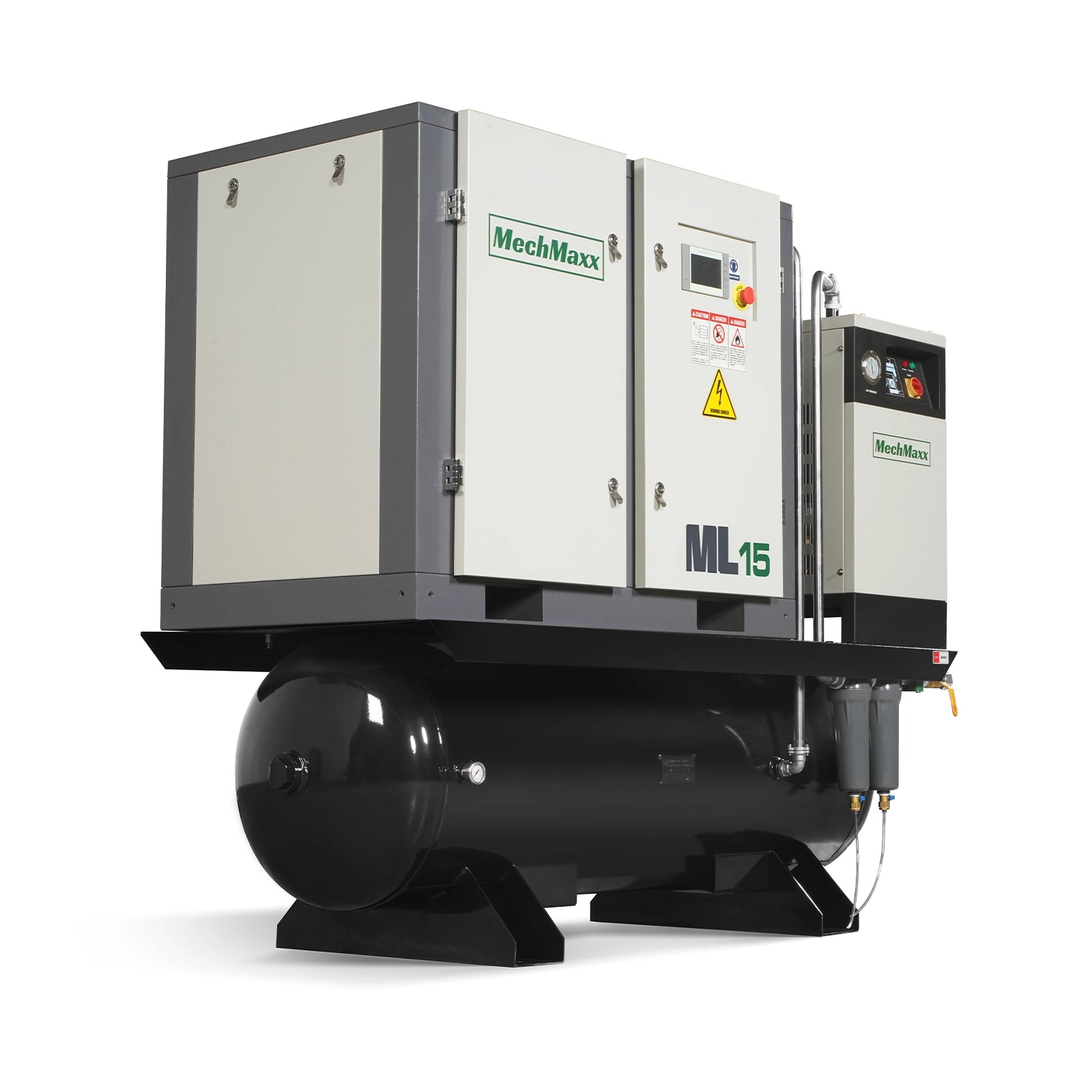 15HP Combined Rotary Screw Air Compressor with Dryer & 105-Gal ASME Tank | 45 CFM, 116 PSI, 230V 3-Phase – Industrial Grade