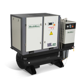 20HP Combined Rotary Screw Air Compressor with Dryer & 105-Gal ASME Tank | 78 CFM, 116 PSI, 230V 3-Phase – Industrial Grade