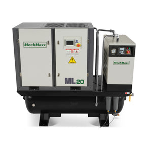 20HP Combined Rotary Screw Air Compressor with Dryer & 105-Gal ASME Tank | 78 CFM, 116 PSI, 230V 3-Phase – Industrial Grade
