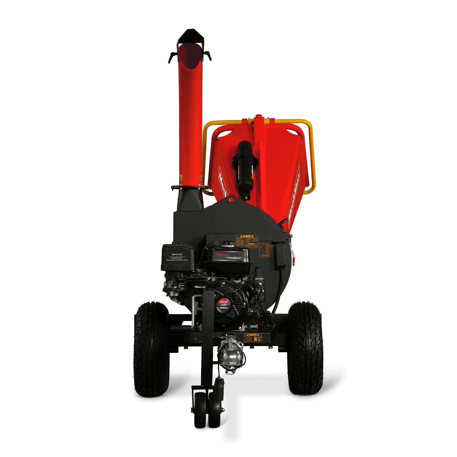 5 inch E-start DUCAR 420cc 15hp Gasoline Engine Powered Disc Wood Chipper with Taillight , P4205