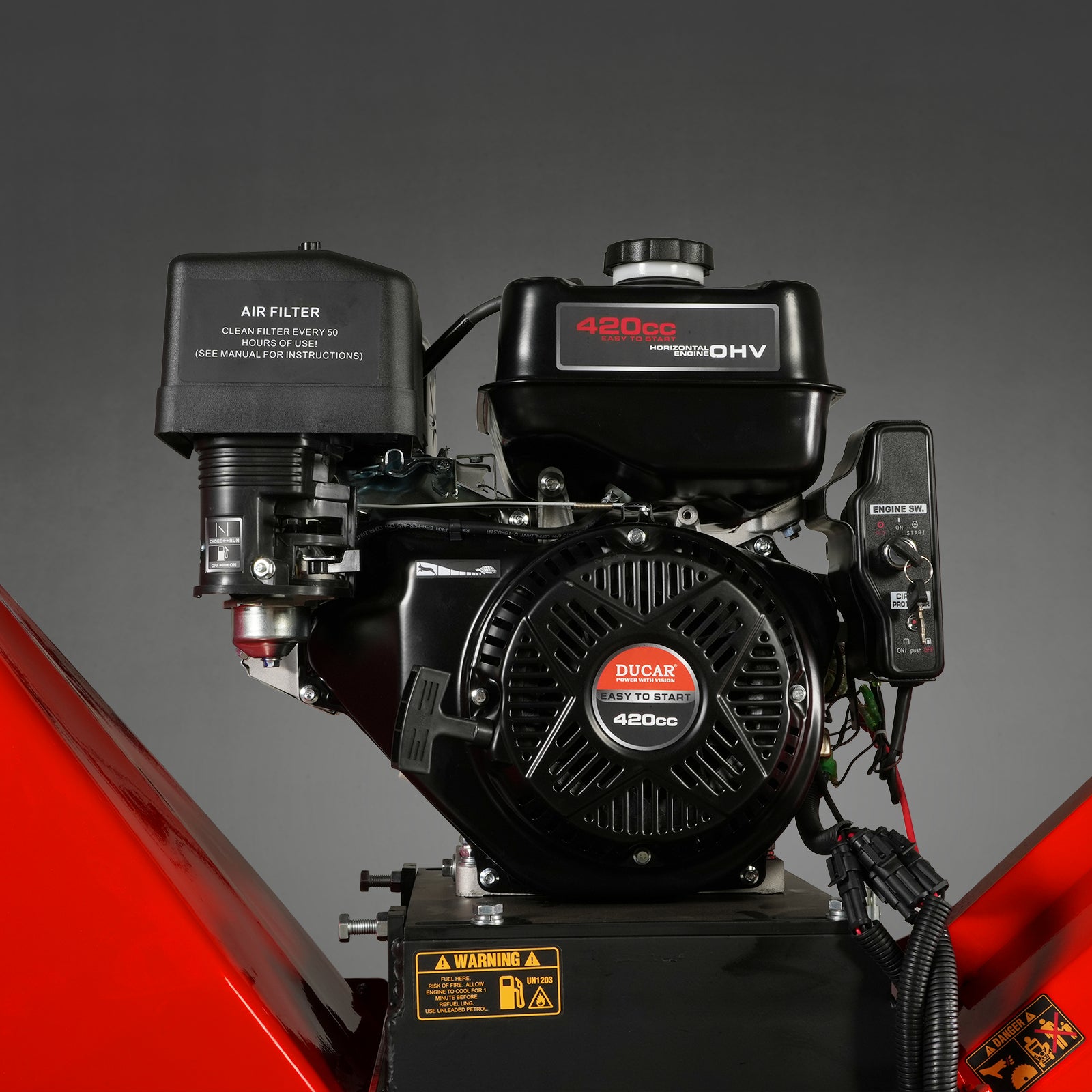 6 inch E-start DUCAR 420cc 15hp Gasoline Engine Powered Drum Wood Chip