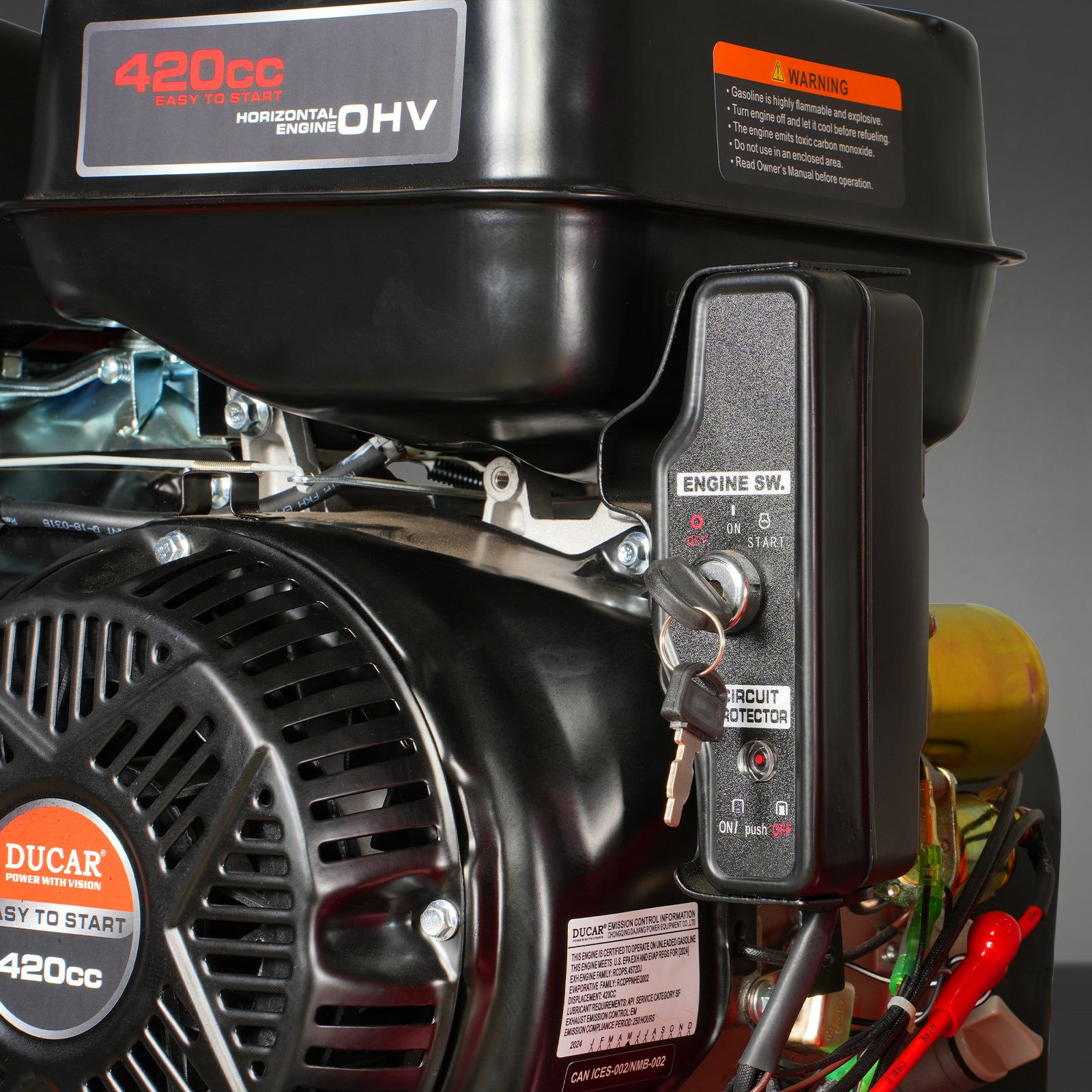 6 inch E-start DUCAR 420cc 15hp Gasoline Engine Powered Drum Wood Chip