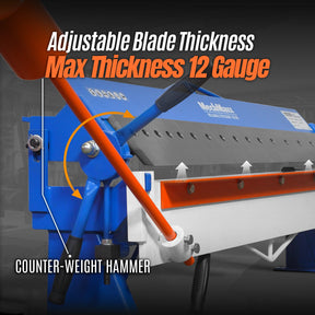 100-inch Manual Sheet Metal Brake - 12 Gauge Bending Capacity, Adjustable Fingers, 8 Ft. Heavy-Duty Steel Construction, Precision Bending for Box and Pan