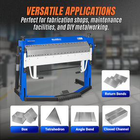 50-Inch Foot Clamp Pan and Box Brake, Industrial Heavy Duty Sheet Metal Folding Machine, 0–135° Bending Angle, 1.9" Clamping Lift, 2" Box Depth