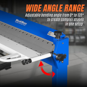 50-Inch Foot Clamp Pan and Box Brake, Industrial Heavy Duty Sheet Metal Folding Machine, 0–135° Bending Angle, 1.9" Clamping Lift, 2" Box Depth