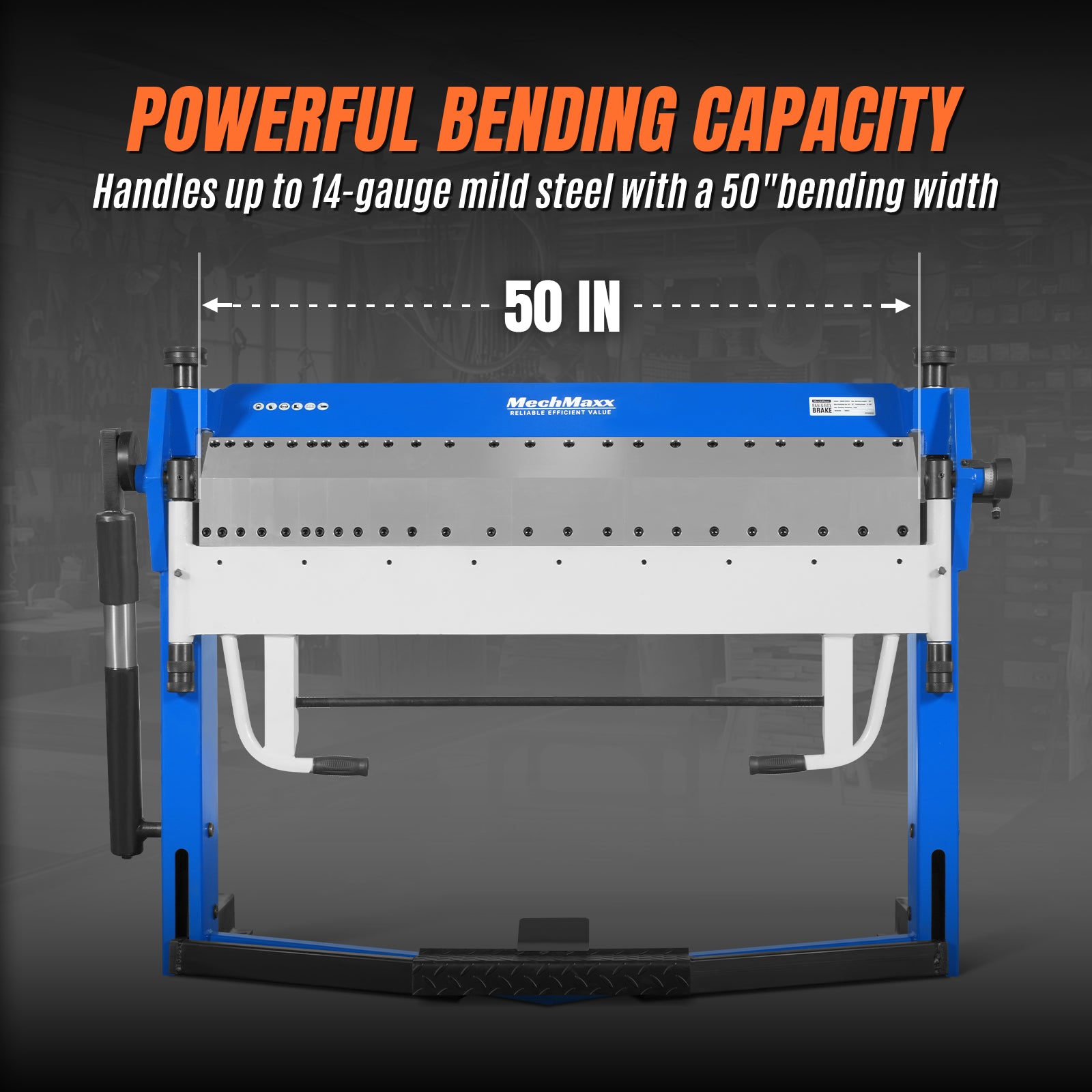 50-Inch Foot Clamp Pan and Box Brake, Industrial Heavy Duty Sheet Metal Folding Machine, 0–135° Bending Angle, 1.9" Clamping Lift, 2" Box Depth