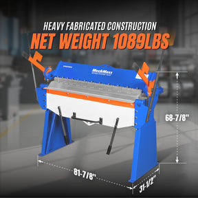 48” Manual Pan and Box Brake - Heavy Duty, Durable Construction, 12 Gauge Mild Steel, 135° Bending Angle, Individual Bending Fingers"