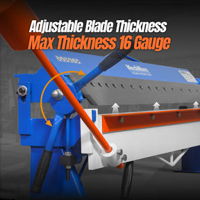 48" Manual Pan and Box Brake - 16 Gauge Mild Steel Capacity, 135° Bending Angle, 16 Precision Fingers, Durable Construction for Accurate Bends"