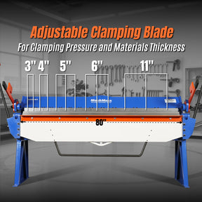 80-inch Manual Sheet Metal Brake - 12 Gauge Bending Capacity, Adjustable Fingers, 6 Ft. Heavy-Duty Steel Construction for Precision Bending