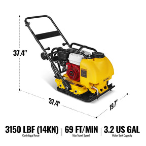 Honda GX160 Vibratory Plate Compactor with Wheel Kit, 3150 lb Centrifugal Force for Soil, Gravel, Asphalt and Paver Base, PC80H