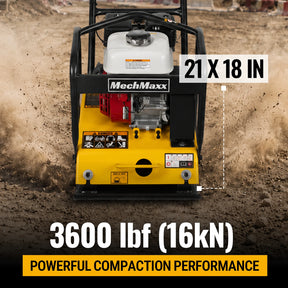 Honda GX160 Vibratory Plate Compactor with Wheel Kit, 3600 lb Centrifugal Force for Soil, Gravel, Asphalt and Paver Base, PC90H