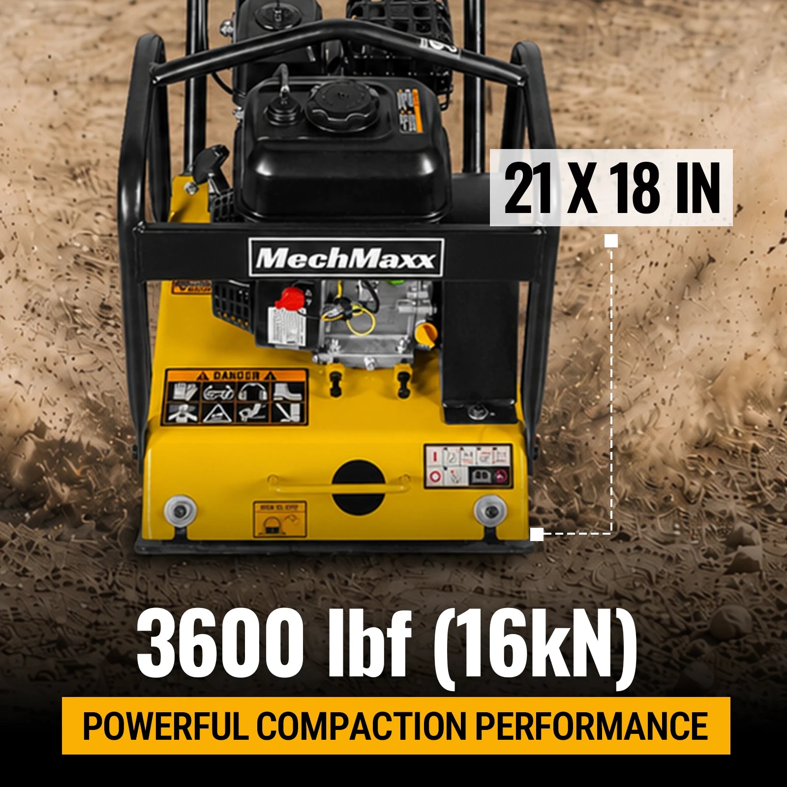 5.8 HP Vibratory Plate Compactor with Wheel Kit, 3600 lb Centrifugal Force for Soil, Gravel, Asphalt and Paver Base, PC90Z