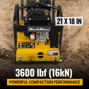 5.8 HP Vibratory Plate Compactor with Wheel Kit, 3600 lb Centrifugal Force for Soil, Gravel, Asphalt and Paver Base, PC90Z