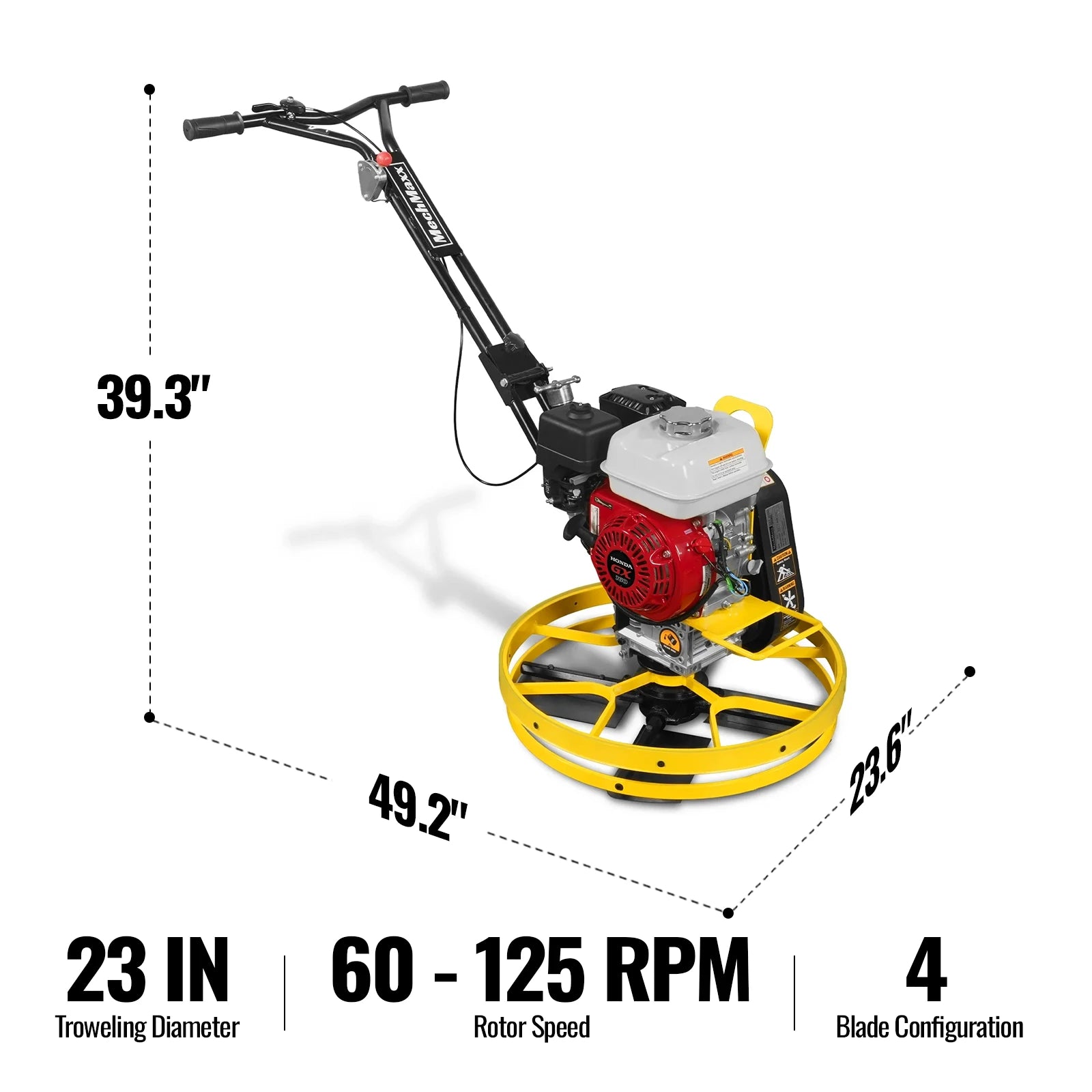Honda GX160 23 in Walk-Behind Concrete Power Trowel with Blades and Float Pan, PT22H