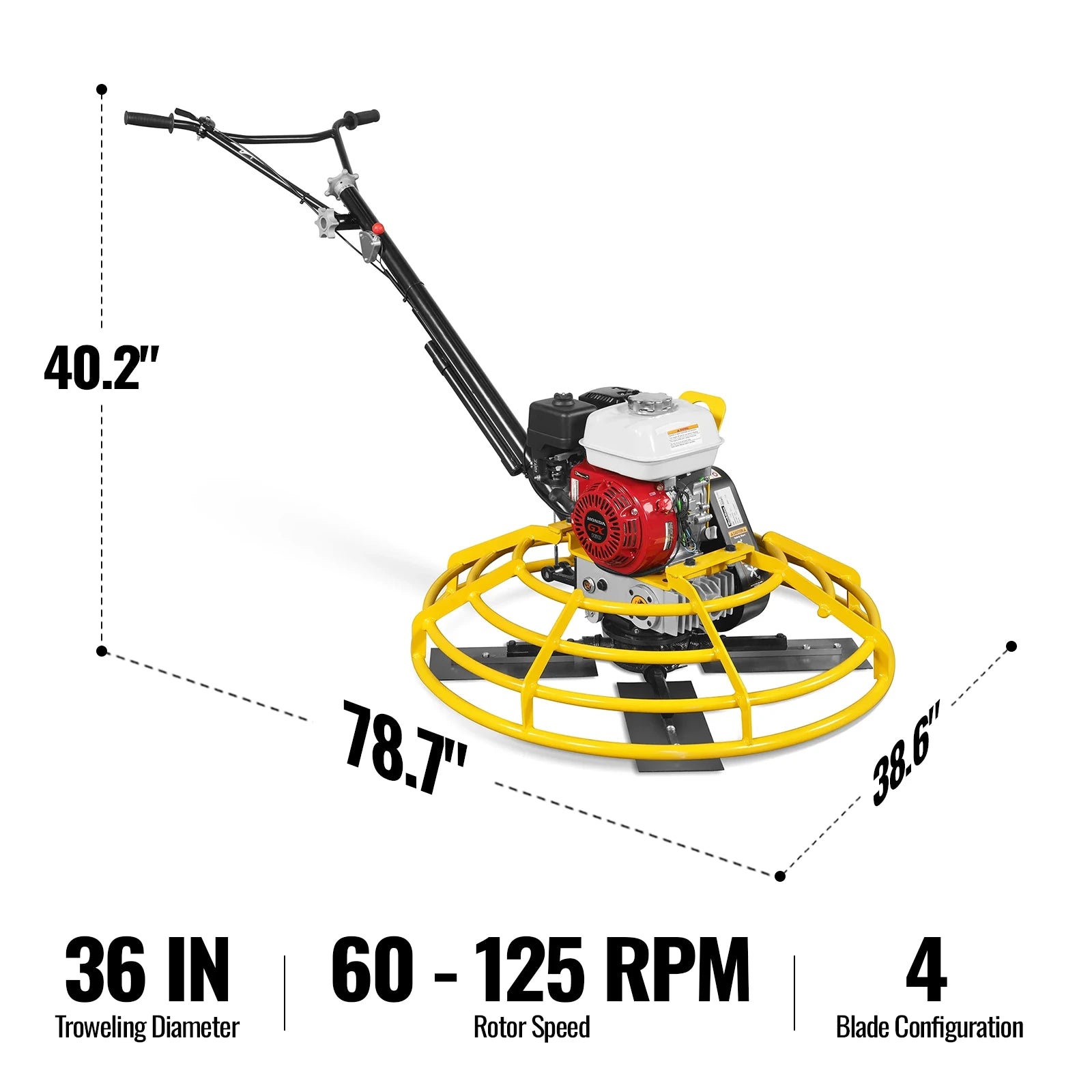 Honda GX160 36 in Walk-Behind Concrete Power Trowel with Blades and Float Pan, PT36H