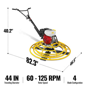 Honda GX270 44 in Walk-Behind Concrete Power Trowel with Blades and Float Pan, PT46H