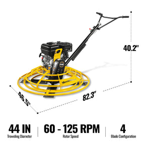 15 HP 44 in Walk-Behind Concrete Power Trowel with Blades and Float Pan, PT46Z