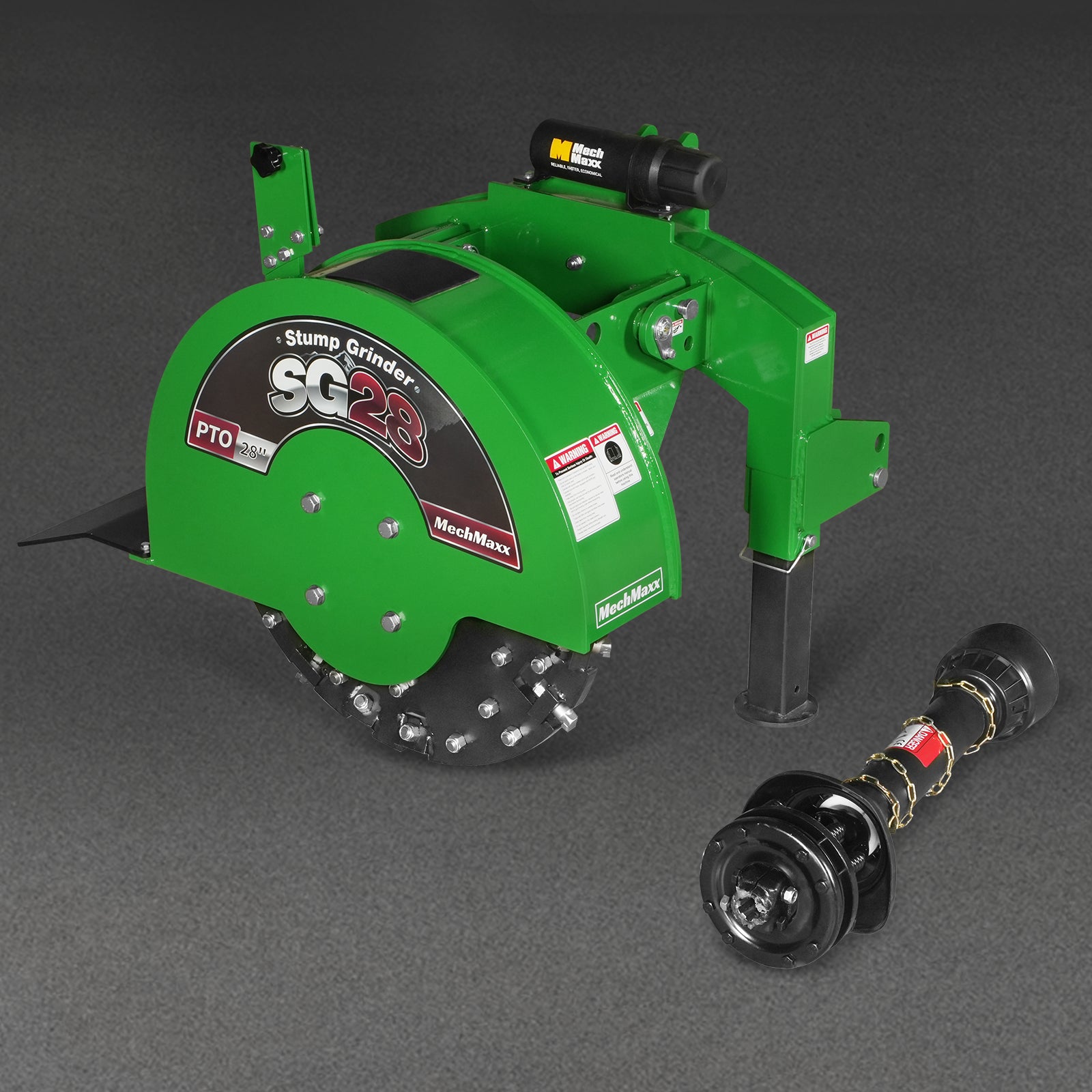 3-Point PTO Stump Grinder with 44 Carbide Teeth (PTO Shaft Included with Slip Clutch), for 35-80HP Tractor, SG28