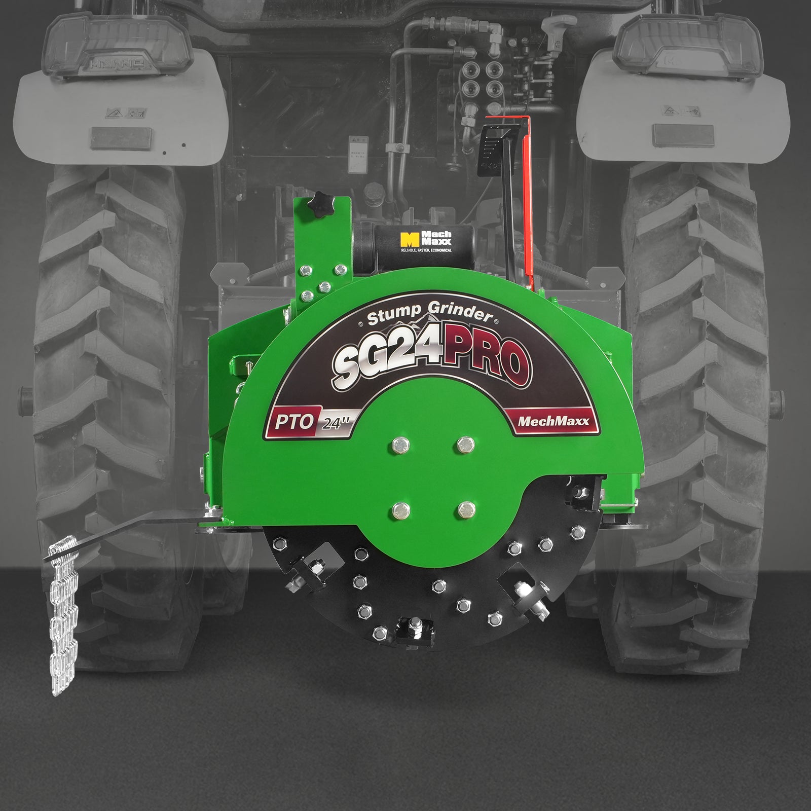 3-Point PTO Stump Grinder with 34 Carbide Teeth (PTO Shaft Included with Slip Clutch), for 15-45HP Tractor, SG24PRO