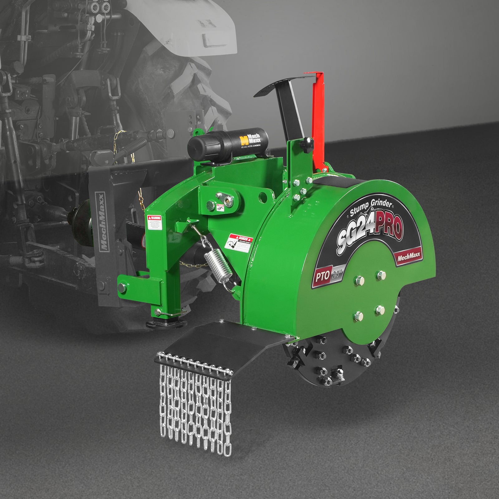 3-Point PTO Stump Grinder with 34 Carbide Teeth (PTO Shaft Included with Slip Clutch), for 15-45HP Tractor, SG24PRO