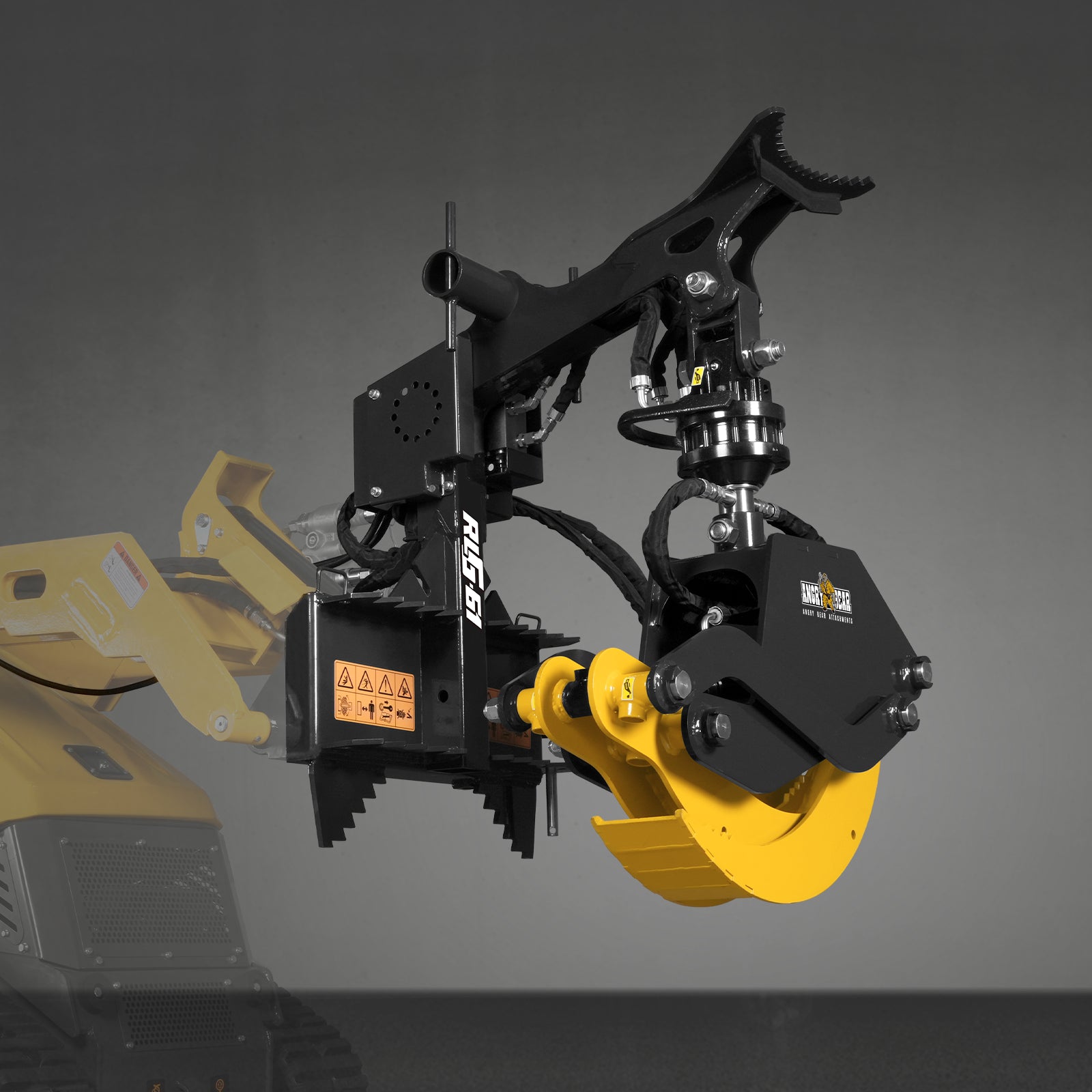 59" Multi-purpose Hydraulic Rotating Log Grapple For Mini Skid Steer, 1500lbs Lift Capacity, 360° Rotational Ability