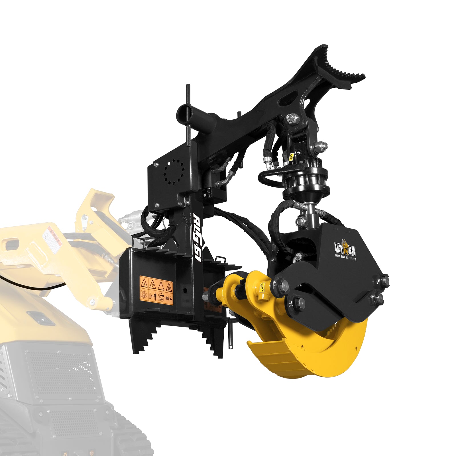 59" Multi-purpose Hydraulic Rotating Log Grapple For Mini Skid Steer, 1500lbs Lift Capacity, 360° Rotational Ability