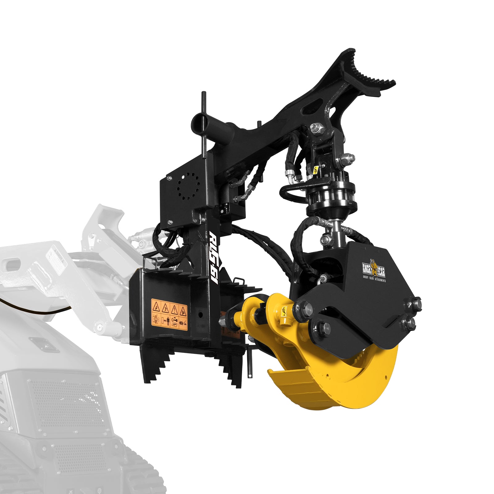 59" Multi-purpose Hydraulic Rotating Log Grapple For Mini Skid Steer, 1500lbs Lift Capacity, 360° Rotational Ability