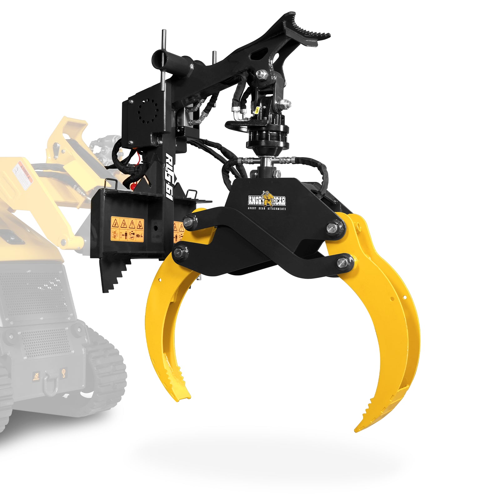 59" Multi-purpose Hydraulic Rotating Log Grapple For Mini Skid Steer, 1500lbs Lift Capacity, 360° Rotational Ability