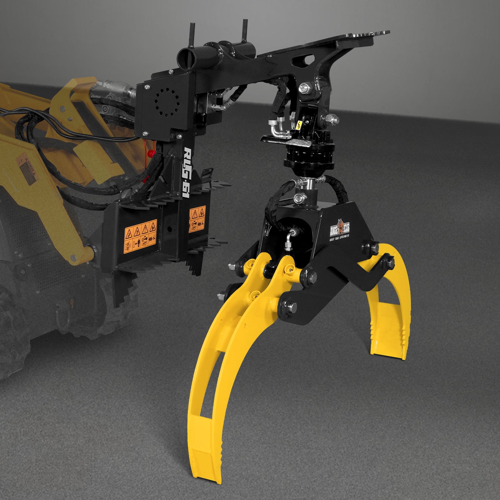 59" Multi-purpose Hydraulic Rotating Log Grapple For Mini Skid Steer, 1500lbs Lift Capacity, 360° Rotational Ability