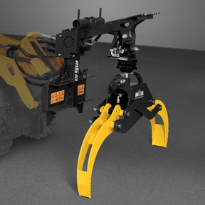 59" Multi-purpose Hydraulic Rotating Log Grapple For Mini Skid Steer, 1500lbs Lift Capacity, 360° Rotational Ability