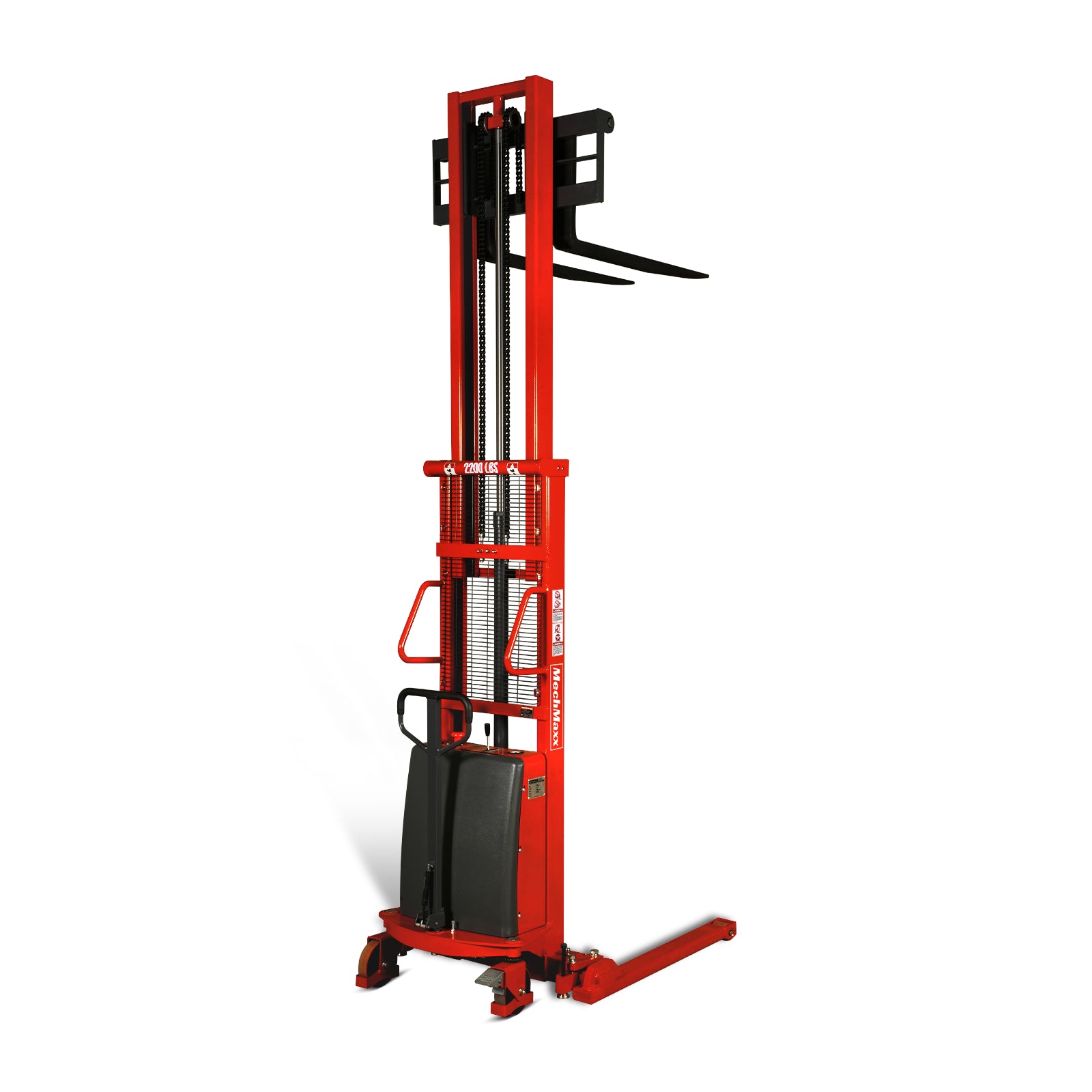 Semi-Electric Straddle Stacker 118'' Lift 2200lbs Capacity with Adj. Legs and Forks, S22-118S