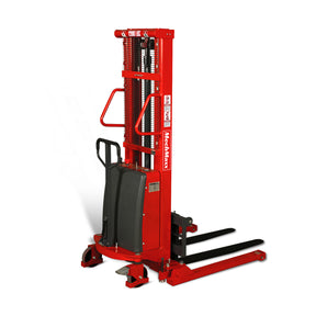 Semi-Electric Straddle Stacker 118'' Lift 2200lbs Capacity with Adj. Legs and Forks, S22-118S