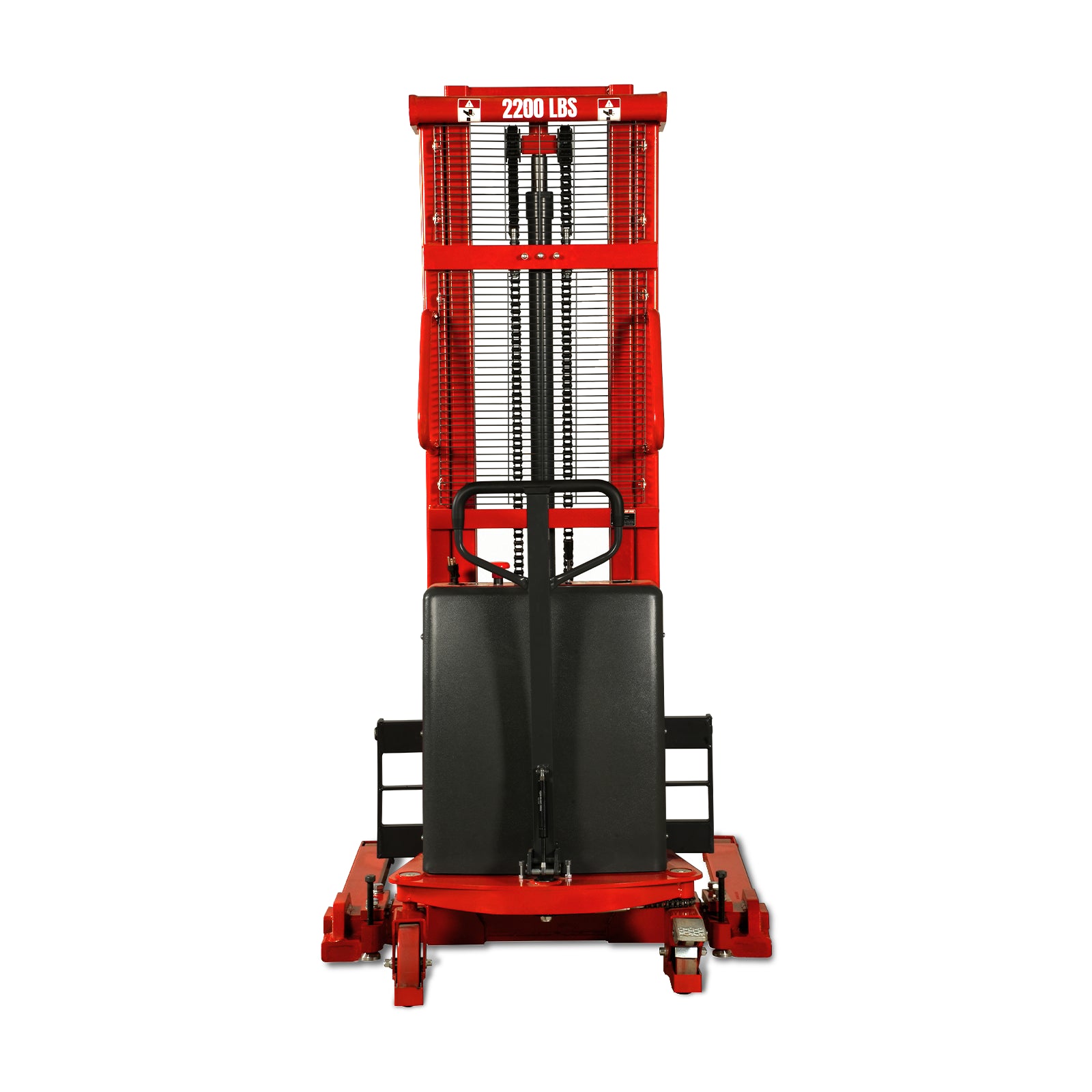 Semi-Electric Straddle Stacker 118'' Lift 2200lbs Capacity with Adj. Legs and Forks, S22-118S