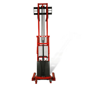 Semi-Electric Straddle Stacker 118'' Lift 2200lbs Capacity with Adj. Legs and Forks, S22-118S