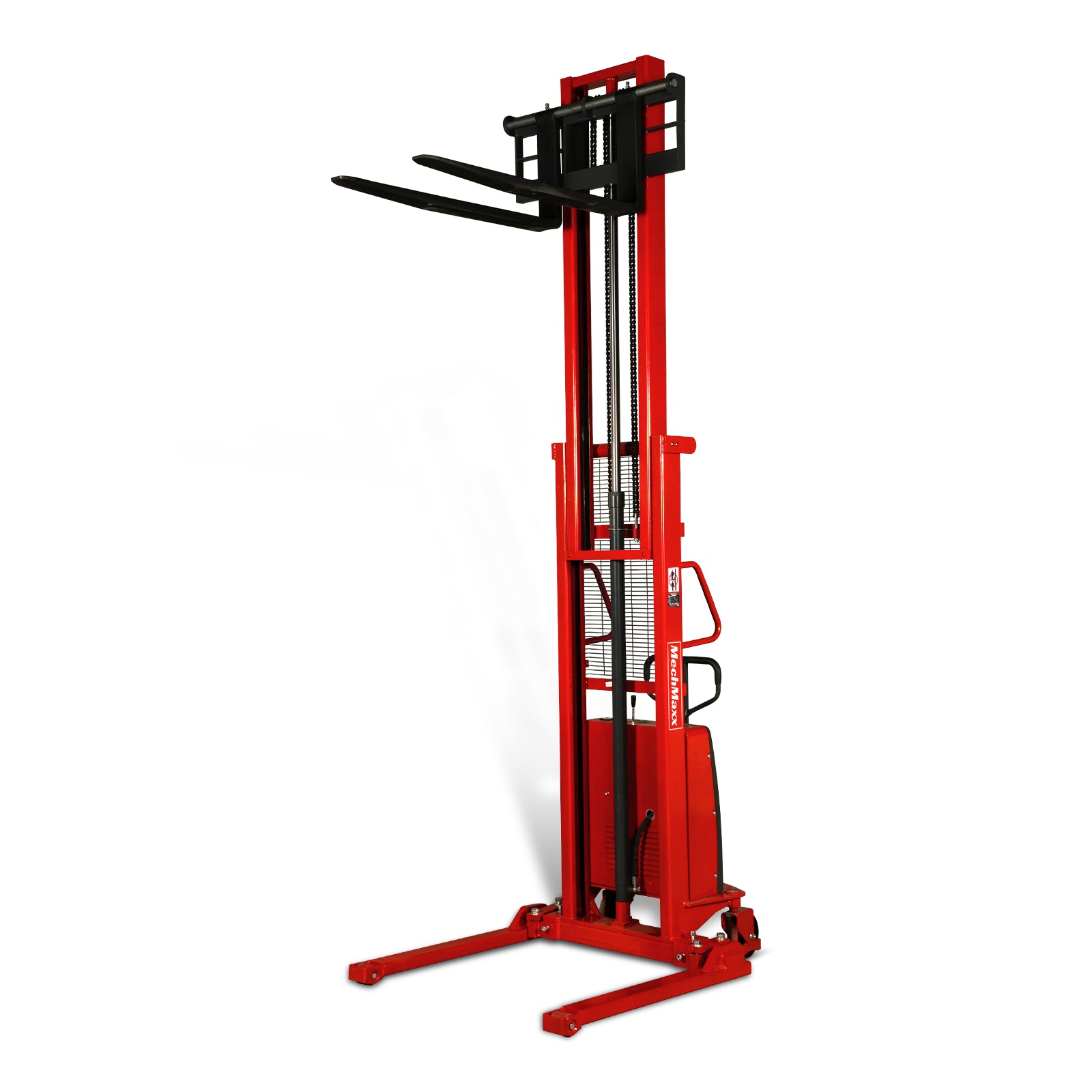 Semi-Electric Straddle Stacker 118'' Lift 2200lbs Capacity with Adj. Legs and Forks, S22-118S