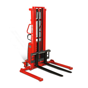 Semi-Electric Straddle Stacker 118'' Lift 2200lbs Capacity with Adj. Legs and Forks, S22-118S