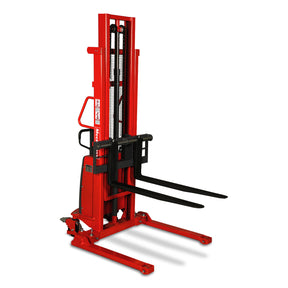 Semi-Electric Straddle Stacker 118'' Lift 2200lbs Capacity with Adj. Legs and Forks, S22-118S