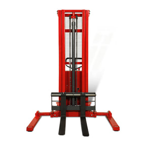 Semi-Electric Straddle Stacker 118'' Lift 3300lbs Capacity with Adj. Legs and Forks, S33-118S