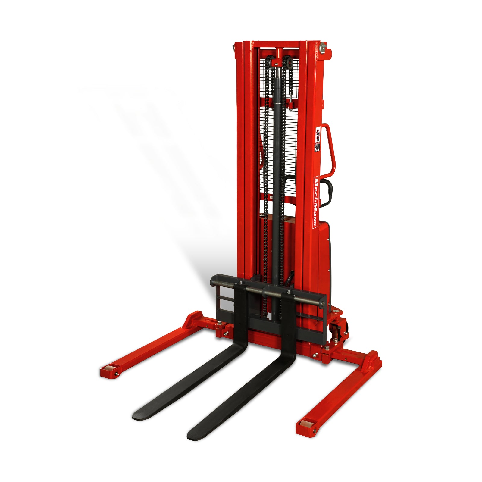 Semi-Electric Straddle Stacker 118'' Lift 3300lbs Capacity with Adj. Legs and Forks, S33-118S