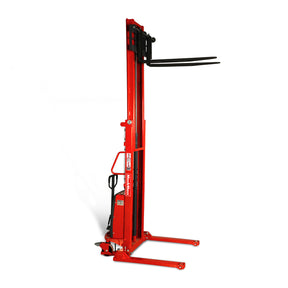 Semi-Electric Straddle Stacker 118'' Lift 3300lbs Capacity with Adj. Legs and Forks, S33-118S