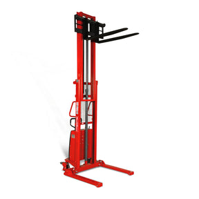 Semi-Electric Straddle Stacker 118'' Lift 3300lbs Capacity with Adj. Legs and Forks, S33-118S