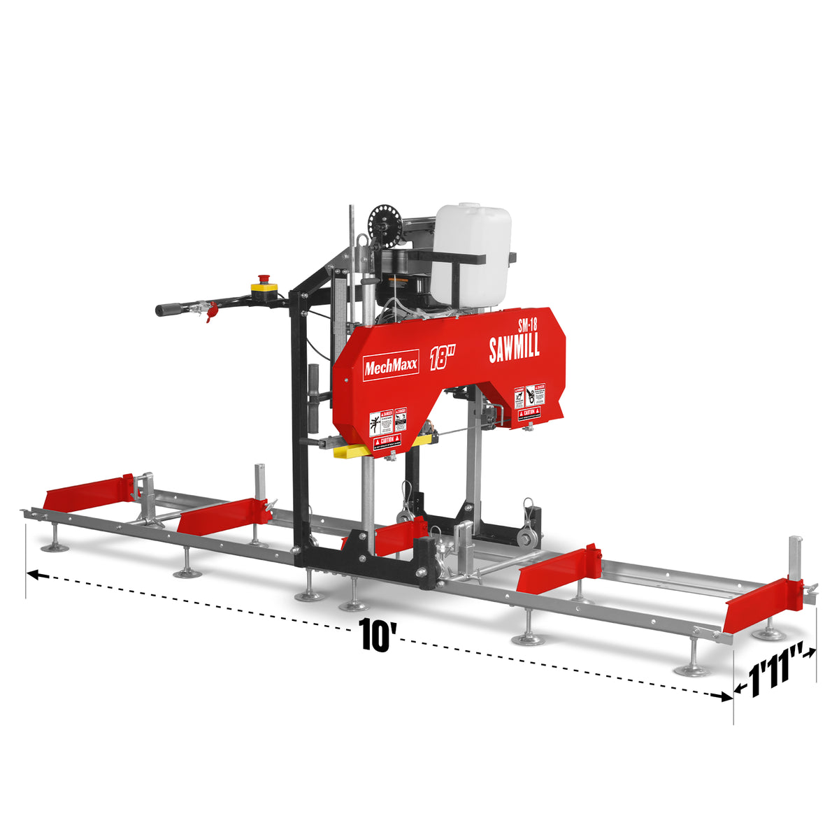 18" Portable Sawmill, 212cc 7HP Gasoline Engine, 15" Board  Width, 10' Track Length , SM18