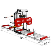 22" Portable Sawmill, 270cc 9HP Gasoline Engine, 20" Board Width, 13' Track Length , SM22