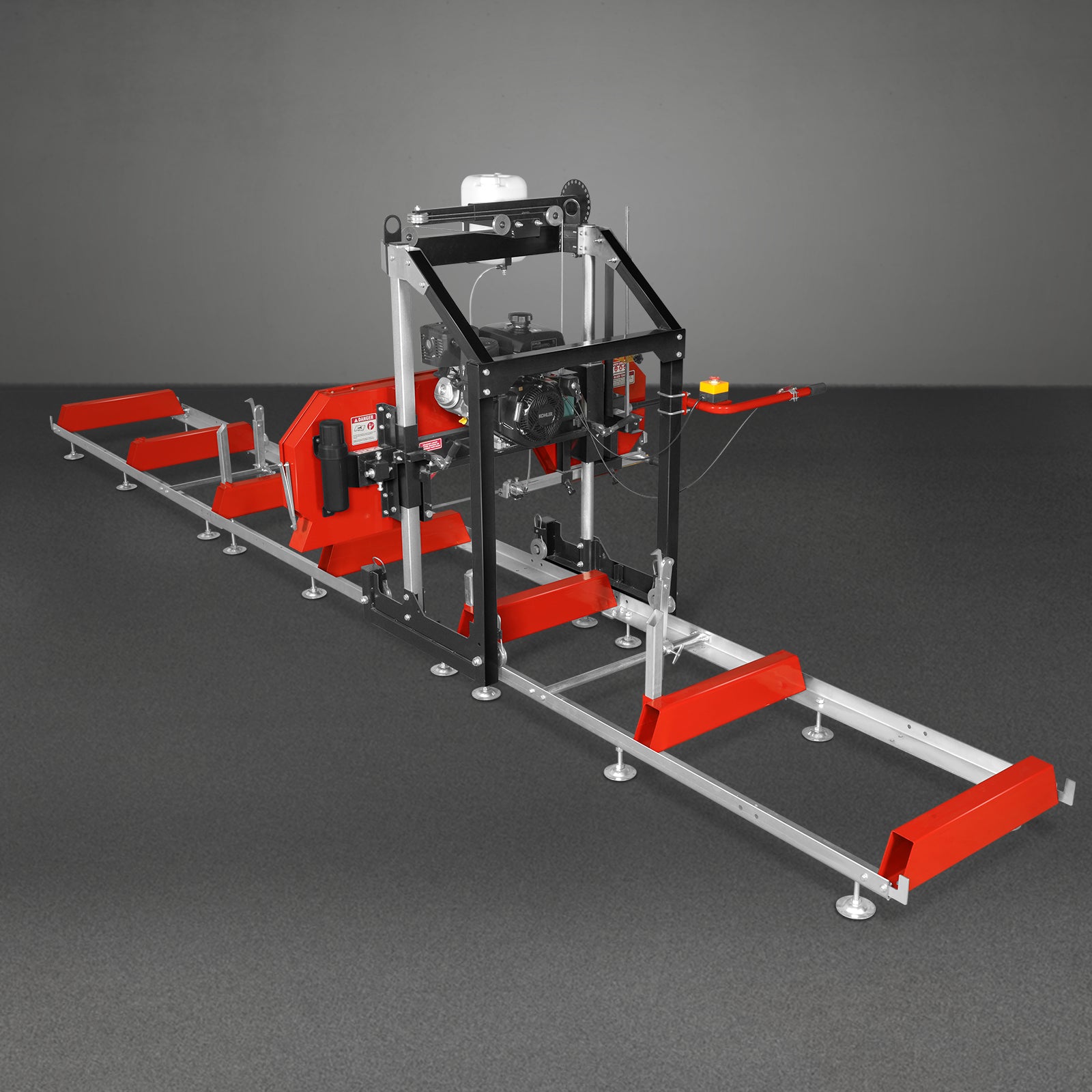 26" Portable Sawmill (5x Blades Included),  KOHLER CH440 429cc E-Start Gasoline Engine,  20" Board Width,  20' Track Length (13' Track Length + 6.4' Track Extension Included) ,  SM-26