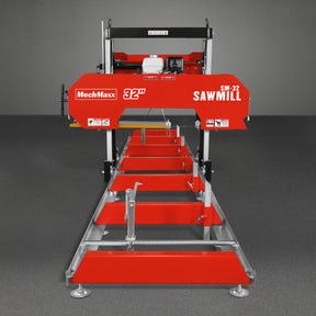 32" Portable Sawmill (5 x Blades Included), HONDA GX390 389cc E-Start Gasoline Engine, 29" Board Width, 20' Track Length (13' Track Length + 6.6' Track Extension Included) , SM32