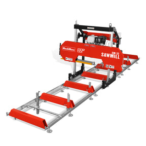 32" Portable Sawmill (5 x Blades Included), HONDA GX390 389cc E-Start Gasoline Engine, 29" Board Width, 20' Track Length (13' Track Length + 6.6' Track Extension Included) , SM32