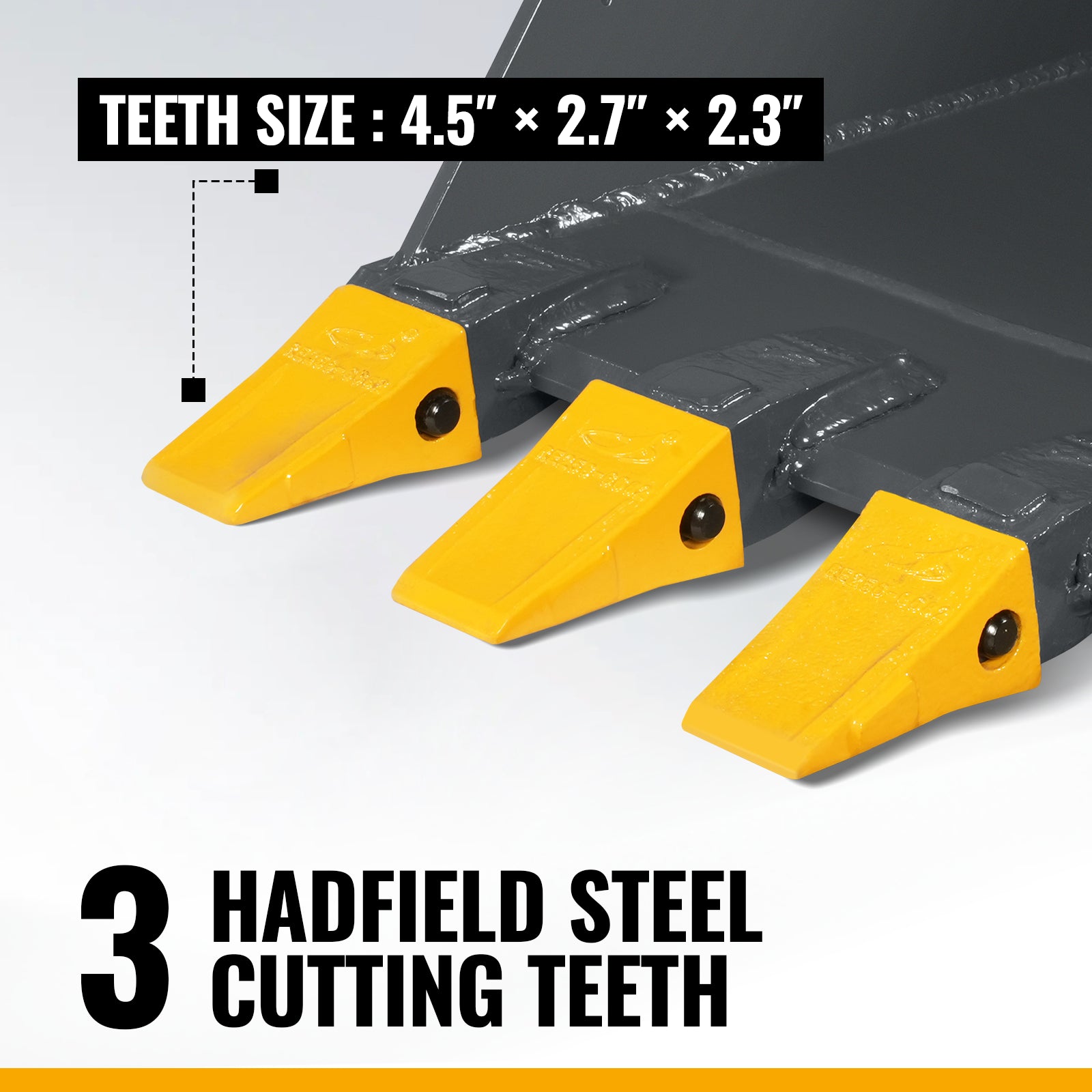 48" Skid Steer Stump Bucket Wrecker with Universal Quick Attach, Bolt-On Cutting Teeth, SBE53