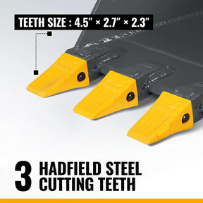 48" Skid Steer Stump Bucket Wrecker with Universal Quick Attach, Bolt-On Cutting Teeth, SBE53