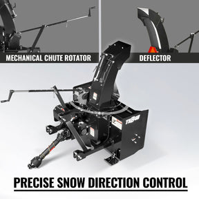48" 3 Point PTO Snow Blower 24" Impeller Diameter 360° Snow Chute (PTO Shaft Included with Slip Clutch), 20-45 HP, TSB48