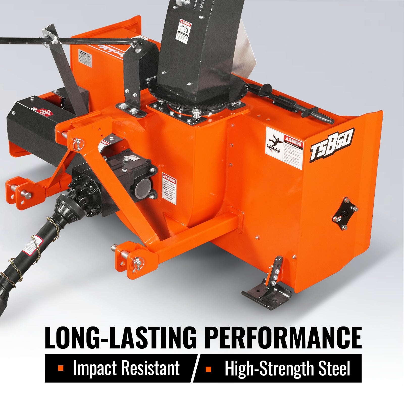 60" 3 Point PTO Snow Blower 24" Impeller Diameter 360° Snow Chute (PTO Shaft Included with Slip Clutch), 25-65 HP, TSB60T